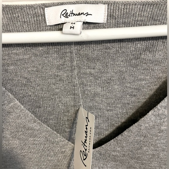 Sz US M Reitmans women Long-Sleeve V-Neck Sweater pullover 48%viscose grey - Picture 12 of 15